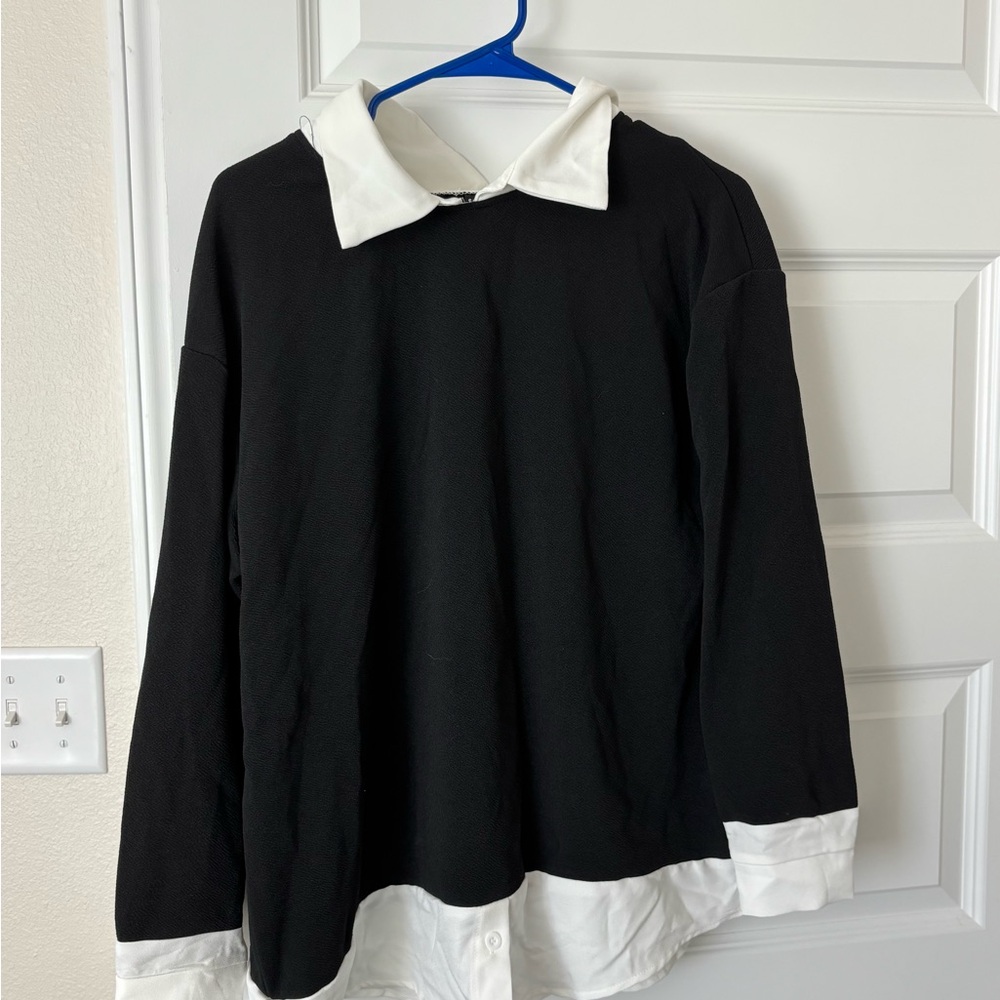 SHEIN Woman’s Maternity Black and White Dress Shirt